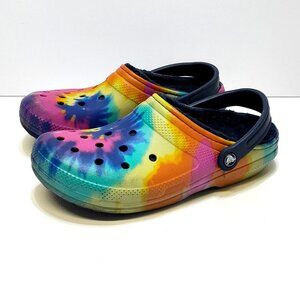 Crocs Dual Comfort Classic Lined Tie-Dye Clog Fleece Lining Unisex Men 8 WMNS 10